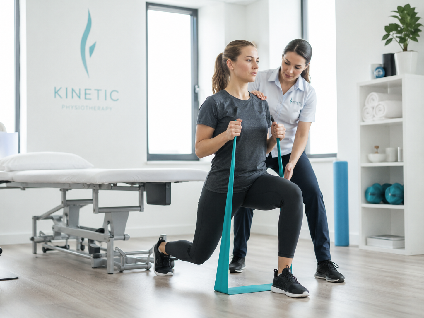 Sesión de rehabilitación con fisioterapeuta mujer